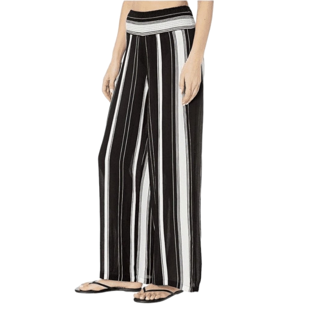 Zac & Rachel Striped Slim-Fit Pull-on Palazzo Pants Size 6 - Picture 1 of 7